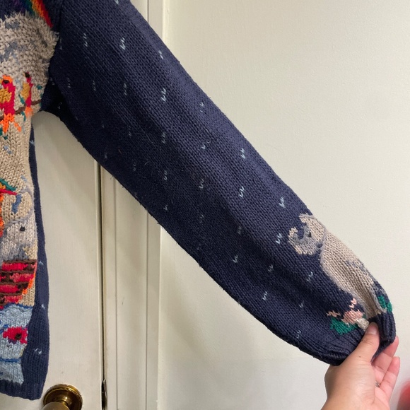 Vintage Signatures by Northern Isles Noah's Ark Navy Ugly Christmas Cardigan - Picture 5 of 9